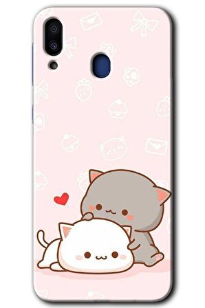 Galaxy M10s Kılıf HD Desen Baskılı Arka Kapak - Kedi Aşkı 