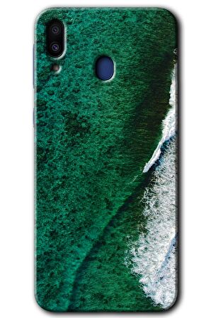 Galaxy M10s Kılıf HD Desen Baskılı Arka Kapak - Yeşil Okyanus 