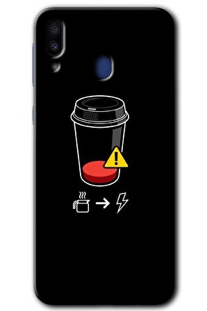 Galaxy M10s Kılıf HD Desen Baskılı Arka Kapak - Coffee Battery 
