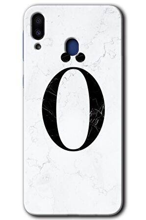 Galaxy M10s Kılıf HD Desen Baskılı Arka Kapak - Beyaz Mermer Desenli Ö Harfi 