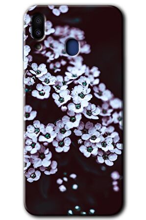 Galaxy M10s Kılıf HD Desen Baskılı Arka Kapak - Beyaz Çiçek 