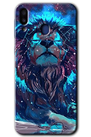 Galaxy M10s Kılıf HD Desen Baskılı Arka Kapak - Neon Aslan 