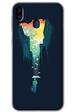 Galaxy M10s Kılıf HD Desen Baskılı Arka Kapak - City Bird Sky 