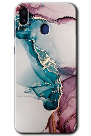 Galaxy M20 Kılıf HD Desen Baskılı Arka Kapak - Liquid Mermer 