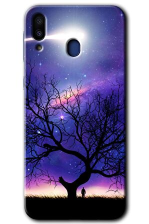 Galaxy M20 Kılıf HD Desen Baskılı Arka Kapak - Uzay Silüet 