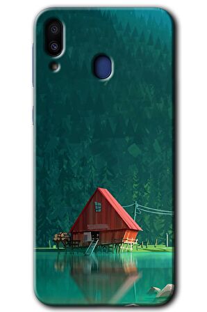 Galaxy M20 Kılıf HD Desen Baskılı Arka Kapak - House In Woods 