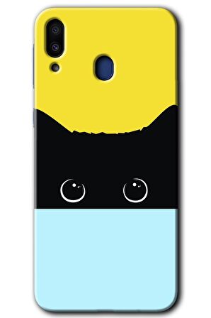 Galaxy M20 Kılıf HD Desen Baskılı Arka Kapak - Kara-Kedi 