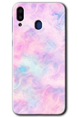Galaxy M20 Kılıf HD Desen Baskılı Arka Kapak - Pembe-Duman 
