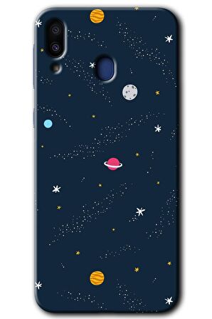 Galaxy M20 Kılıf HD Desen Baskılı Arka Kapak - Çizim Gezegen 