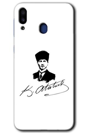 Galaxy M20 Kılıf HD Desen Baskılı Arka Kapak - Kemal Atatürk İmza 