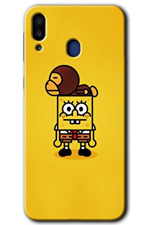 Galaxy M20 Kılıf HD Desen Baskılı Arka Kapak - Sünger Bob 