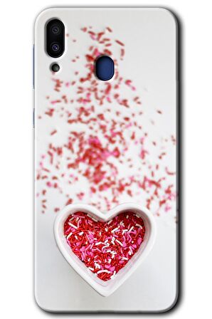 Galaxy M20 Kılıf HD Desen Baskılı Arka Kapak - Kalpli Şekerleme 