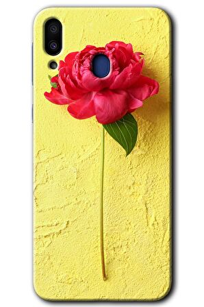 Galaxy M20 Kılıf HD Desen Baskılı Arka Kapak - Kırmızı Gül 