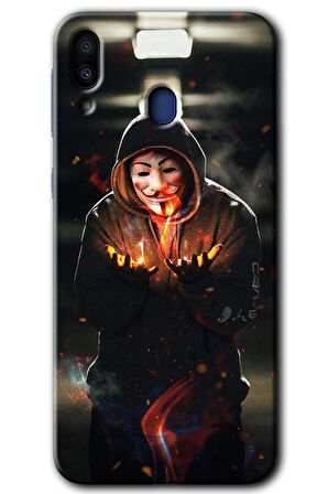 Galaxy M20 Kılıf HD Desen Baskılı Arka Kapak - V for Fire 