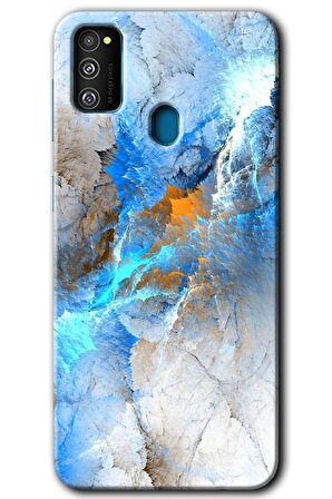 Galaxy M21 Kılıf HD Desen Baskılı Arka Kapak - Mavi Buzul 