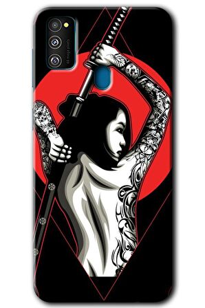 Galaxy M21 Kılıf HD Desen Baskılı Arka Kapak - Samurai Girl 