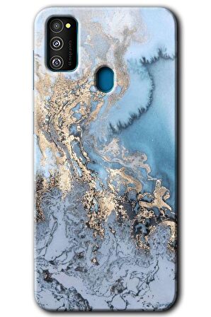 Galaxy M21 Kılıf HD Desen Baskılı Arka Kapak - Eski Mermer 