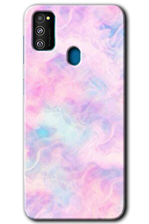 Galaxy M21 Kılıf HD Desen Baskılı Arka Kapak - Pembe-Duman 