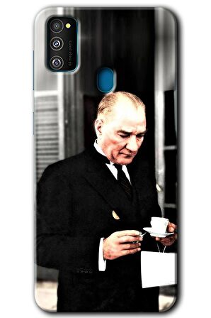 Galaxy M21 Kılıf HD Desen Baskılı Arka Kapak - Atatürk Türk Kahvesi 