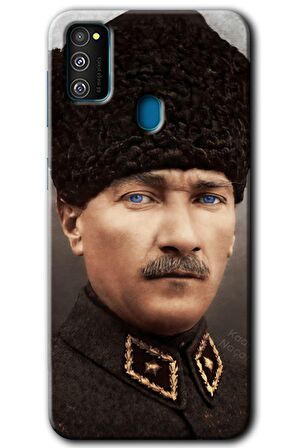 Galaxy M21 Kılıf HD Desen Baskılı Arka Kapak - Başkomutan Atatürk 