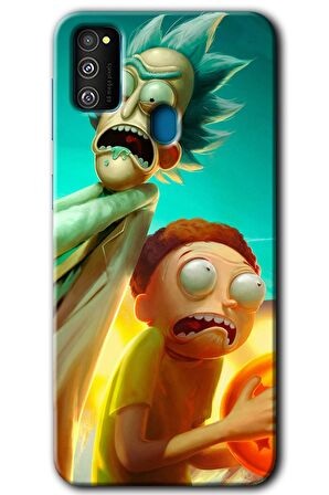 Galaxy M21 Kılıf HD Desen Baskılı Arka Kapak - Rick Morty 