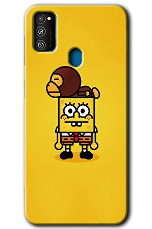 Galaxy M21 Kılıf HD Desen Baskılı Arka Kapak - Sünger Bob 