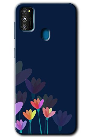 Galaxy M21 Kılıf HD Desen Baskılı Arka Kapak - Çizim Çiçekleri 
