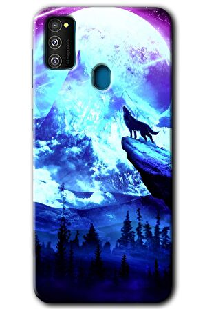 Galaxy M21 Kılıf HD Desen Baskılı Arka Kapak - Mega Kurt 