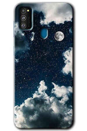 Galaxy M21 Kılıf HD Desen Baskılı Arka Kapak - Gece Gökyüzü 