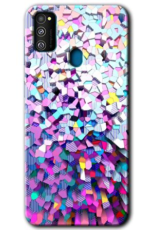 Galaxy M21 Kılıf HD Desen Baskılı Arka Kapak - Mosaic Fragments Colorfull 