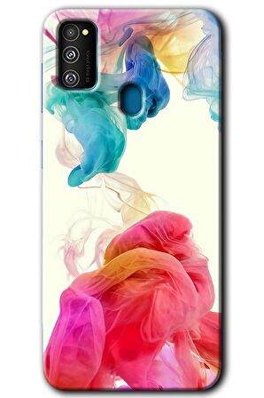 Galaxy M21 Kılıf HD Desen Baskılı Arka Kapak - Gökkuşağı Color 