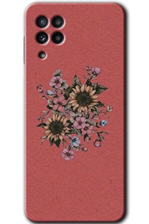 Galaxy M22 Kılıf HD Desen Baskılı Arka Kapak - Retro Çiçek 