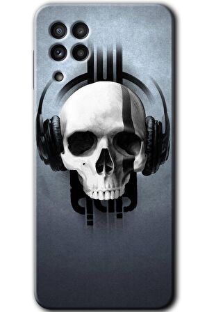 Galaxy M22 Kılıf HD Desen Baskılı Arka Kapak - Müzik Kurukafa 