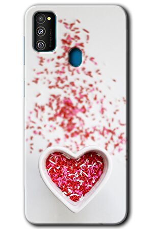 Galaxy M30s Kılıf HD Desen Baskılı Arka Kapak - Kalpli Şekerleme 