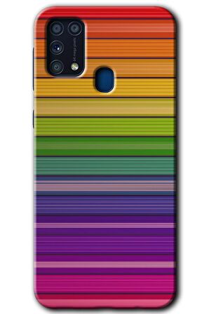 Galaxy M31 Kılıf HD Desen Baskılı Arka Kapak - Colorful Lines 