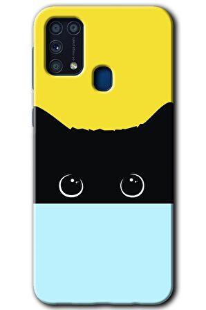 Galaxy M31 Kılıf HD Desen Baskılı Arka Kapak - Kara-Kedi 