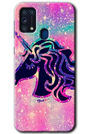 Galaxy M31 Kılıf HD Desen Baskılı Arka Kapak - Unicorn Kristal 