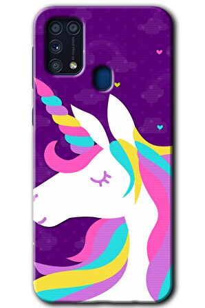 Galaxy M31 Kılıf HD Desen Baskılı Arka Kapak - Unicorn Sleep 
