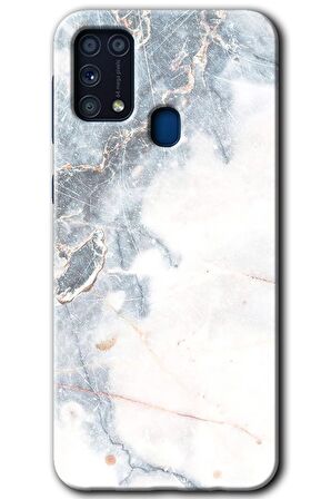 Galaxy M31 Kılıf HD Desen Baskılı Arka Kapak - White Marble 