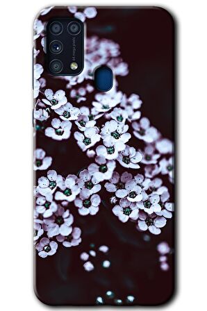 Galaxy M31 Kılıf HD Desen Baskılı Arka Kapak - Beyaz Çiçek 