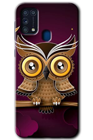 Galaxy M31 Kılıf HD Desen Baskılı Arka Kapak - Owl Bird Branch 