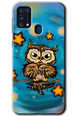 Galaxy M31 Kılıf HD Desen Baskılı Arka Kapak - Owl Bird Stars 