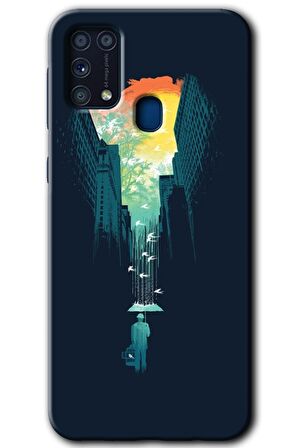 Galaxy M31 Kılıf HD Desen Baskılı Arka Kapak - City Bird Sky 