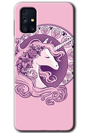 Galaxy M31s Kılıf HD Desen Baskılı Arka Kapak - Unicorn-Pembe 