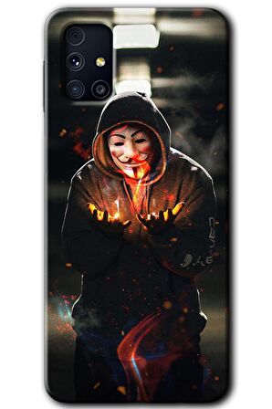 Galaxy M31s Kılıf HD Desen Baskılı Arka Kapak - V for Fire 