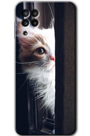 Galaxy M32 Kılıf HD Desen Baskılı Arka Kapak - Kedi Bakışı 