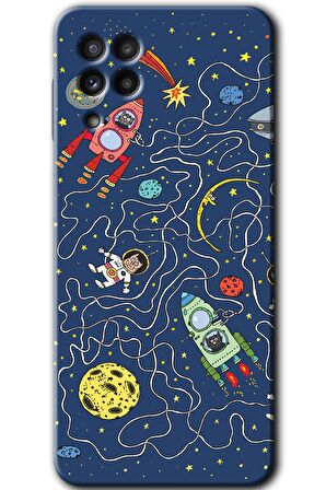 Galaxy M32 Kılıf HD Desen Baskılı Arka Kapak - Kedi Galaksi 