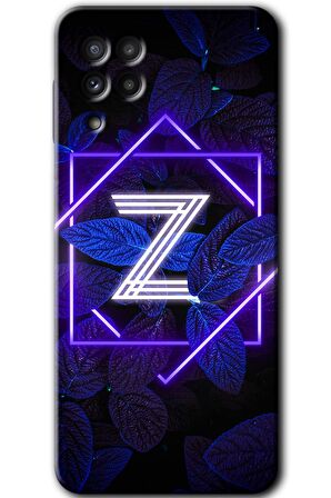 Galaxy M32 Kılıf HD Desen Baskılı Arka Kapak - Dark Neon Yaprak Z Harfi 