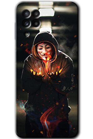 Galaxy M32 Kılıf HD Desen Baskılı Arka Kapak - V for Fire 