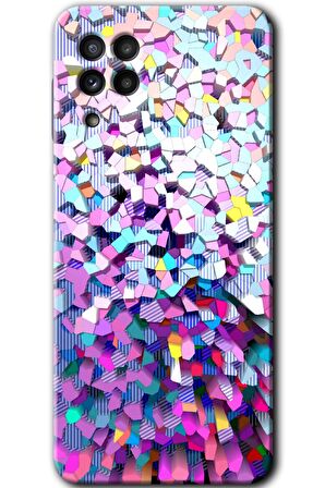 Galaxy M32 Kılıf HD Desen Baskılı Arka Kapak - Mosaic Fragments Colorfull 